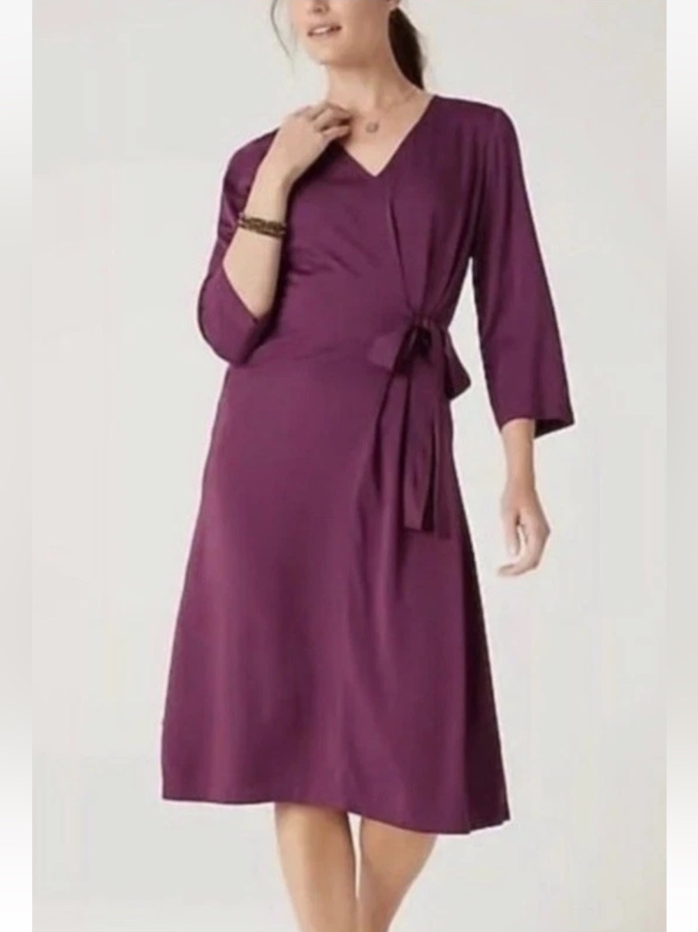 J. Jill Dress Womens XL Wrap V-Neck Midi Wildberry Lagenlook Holiday Party NWT
